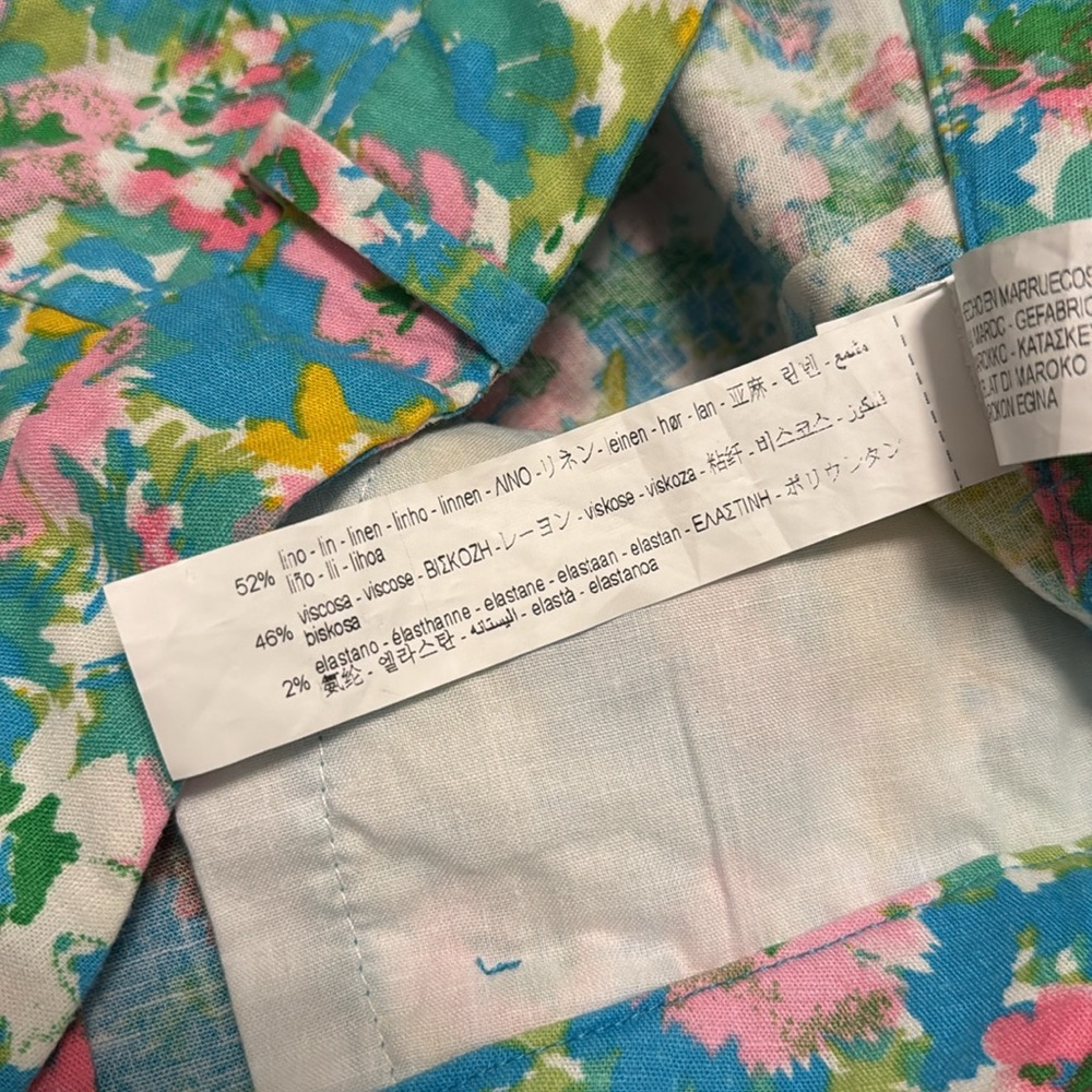Zara Floral Linen Blend Kick Crop Pants Women’s size 02 Summer Spring Resort K1 - Picture 6 of 6